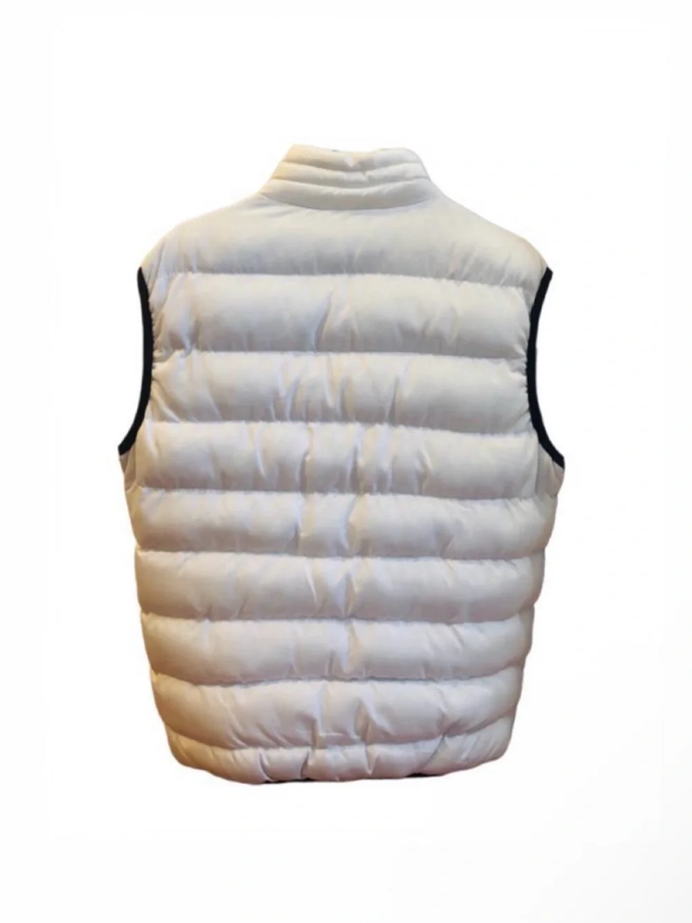 Men's Cream Quilted Puffer Vest with Black Trim